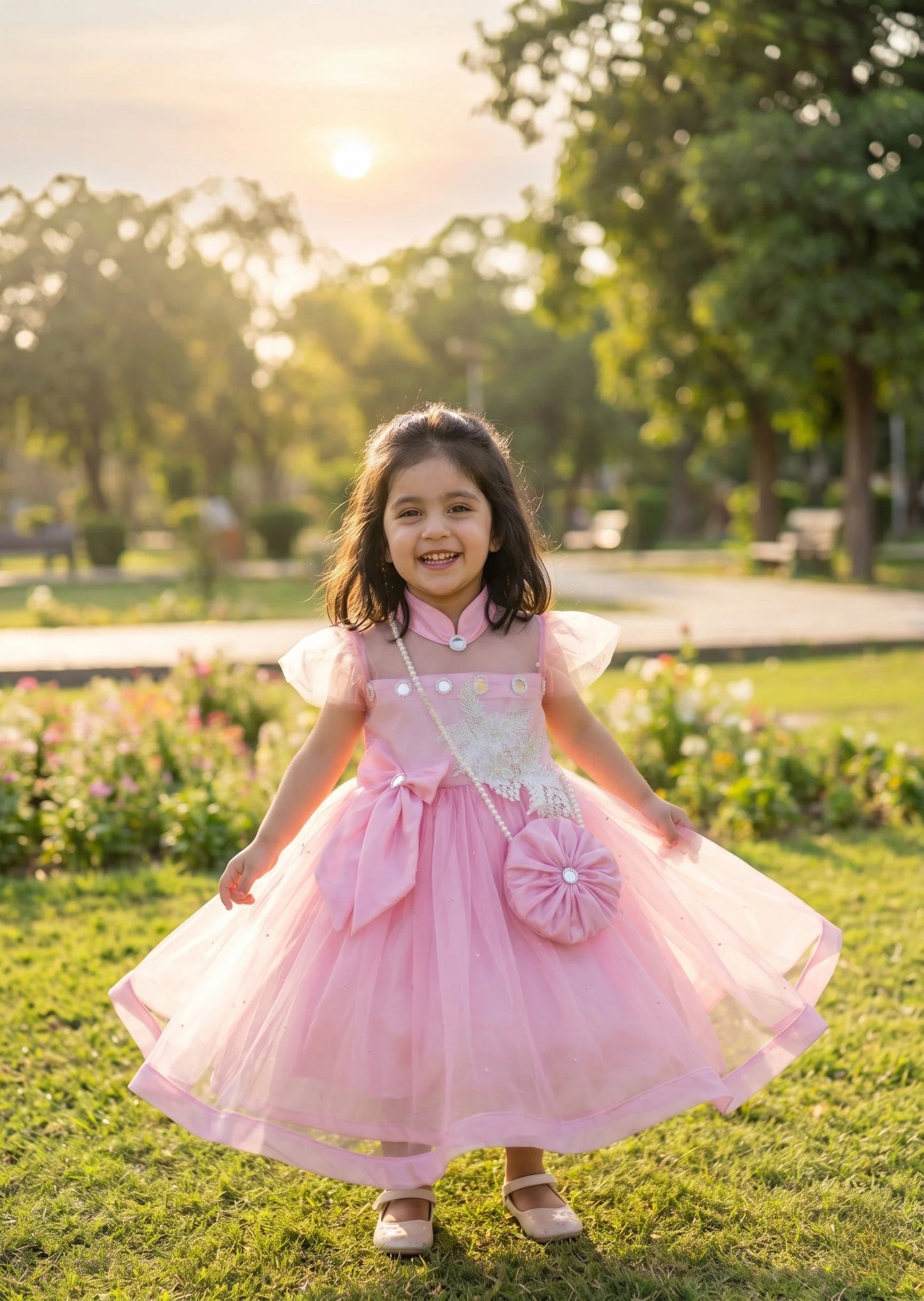Elegant Pink Frock for Little Girls | Kids Birthday & Party Dress