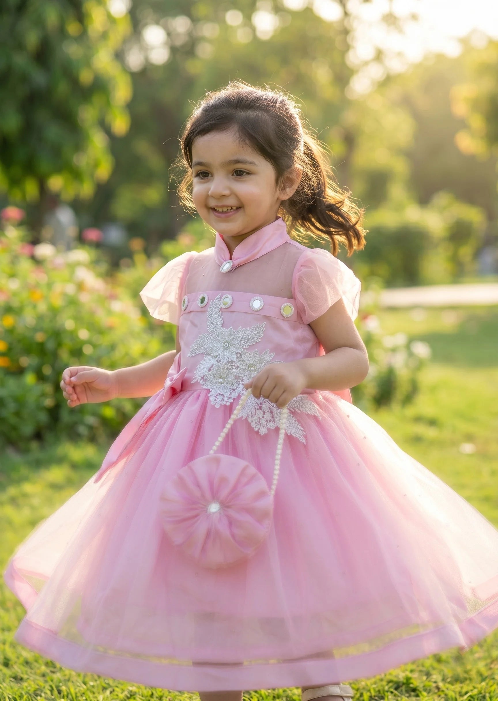 Elegant Pink Frock for Little Girls | Kids Birthday & Party Dress
